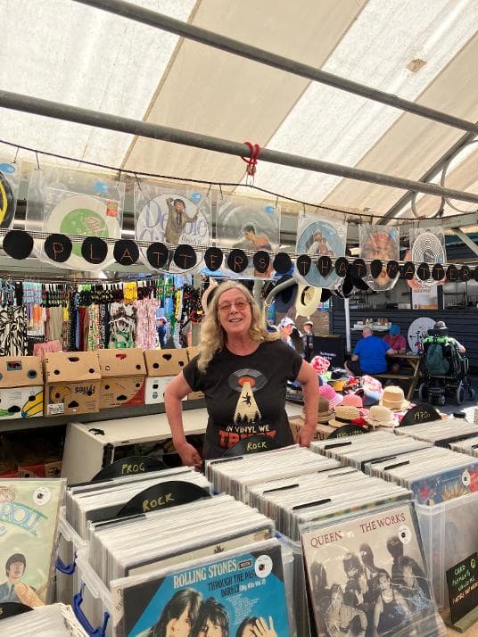 Crates of records at the stall